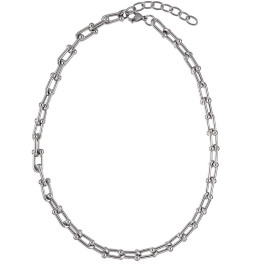 U Shape Chunky Link Chain Silver & Gold Hardware Necklace